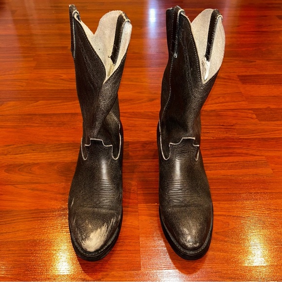 Masterson Other - Masterson Black Leather Cowboy Boots with Pointed Toe and Stacked Heel